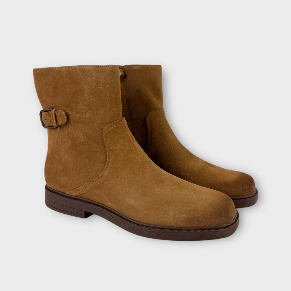 Franco Sarto Pippen Square Toe Boot Brown Suede Size 9 - Picture 2 of 9
